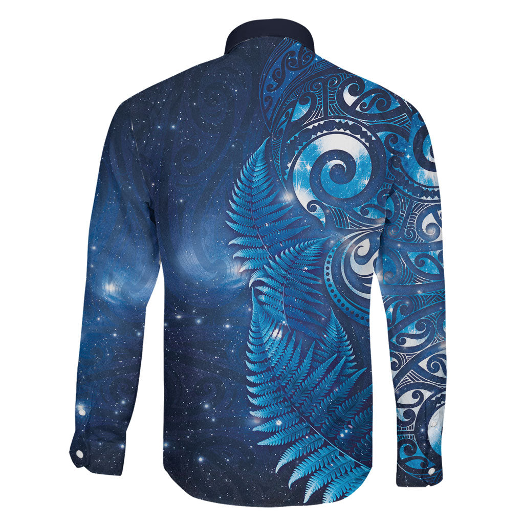 Aotearoa New Zealand New Year Family Matching Tank Maxi Dress and Hawaiian Shirt Tribal Koru Tattoo Blue Galaxy Maori Silver Fern