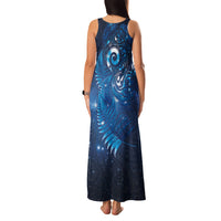 Aotearoa New Zealand New Year Family Matching Tank Maxi Dress and Hawaiian Shirt Tribal Koru Tattoo Blue Galaxy Maori Silver Fern