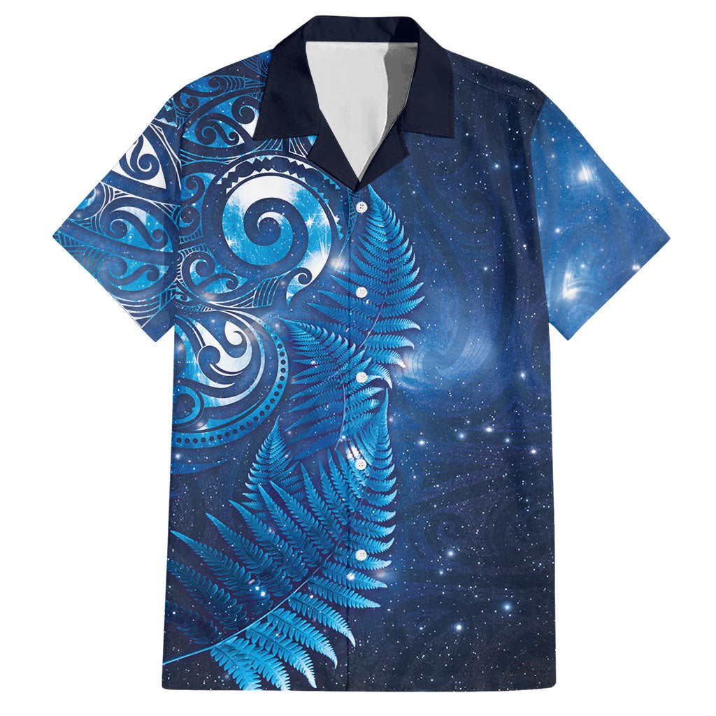 Aotearoa New Zealand New Year Hawaiian Shirt Tribal Koru Tattoo Blue Galaxy Maori Silver Fern