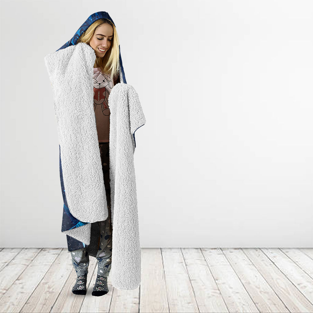 Aotearoa New Zealand New Year Hooded Blanket Tribal Koru Tattoo Blue Galaxy Maori Silver Fern