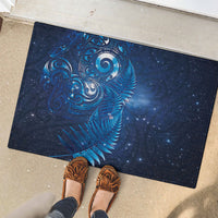 Aotearoa New Zealand New Year Rubber Doormat Tribal Koru Tattoo Blue Galaxy Maori Silver Fern