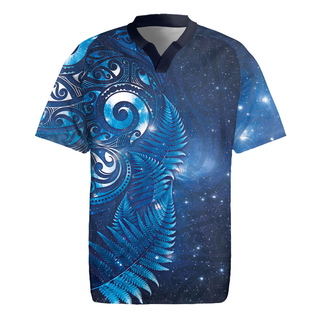 Aotearoa New Zealand New Year Rugby Jersey Tribal Koru Tattoo Blue Galaxy Maori Silver Fern LT03 Blue - Polynesian Pride