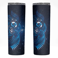 Aotearoa New Zealand New Year Skinny Tumbler Tribal Koru Tattoo Blue Galaxy Maori Silver Fern
