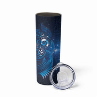 Aotearoa New Zealand New Year Skinny Tumbler Tribal Koru Tattoo Blue Galaxy Maori Silver Fern