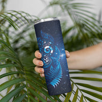 Aotearoa New Zealand New Year Skinny Tumbler Tribal Koru Tattoo Blue Galaxy Maori Silver Fern