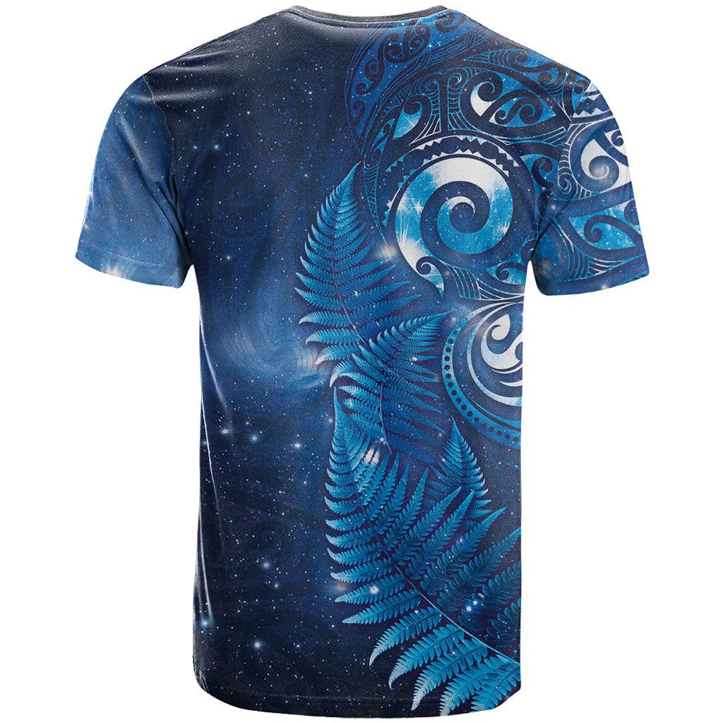 Aotearoa New Zealand New Year T Shirt Tribal Koru Tattoo Blue Galaxy Maori Silver Fern