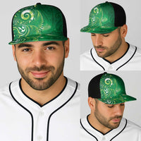 Aotearoa New Zealand New Year Baseball Net Cap Tribal Koru Tattoo Green Galaxy Maori Silver Fern