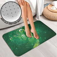 Aotearoa New Zealand New Year Bathroom Set Tribal Koru Tattoo Green Galaxy Maori Silver Fern