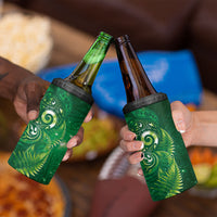 Aotearoa New Zealand New Year 4 in 1 Can Cooler Tumbler Tribal Koru Tattoo Green Galaxy Maori Silver Fern