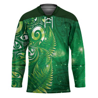 Aotearoa New Zealand New Year Hockey Jersey Tribal Koru Tattoo Green Galaxy Maori Silver Fern