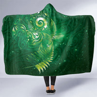 Aotearoa New Zealand New Year Hooded Blanket Tribal Koru Tattoo Green Galaxy Maori Silver Fern