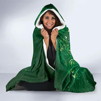 Aotearoa New Zealand New Year Hooded Blanket Tribal Koru Tattoo Green Galaxy Maori Silver Fern