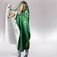 Aotearoa New Zealand New Year Hooded Blanket Tribal Koru Tattoo Green Galaxy Maori Silver Fern
