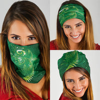 Aotearoa New Zealand New Year Neck Gaiter Tribal Koru Tattoo Green Galaxy Maori Silver Fern