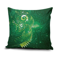 Aotearoa New Zealand New Year Pillow Cover Tribal Koru Tattoo Green Galaxy Maori Silver Fern