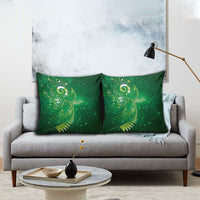 Aotearoa New Zealand New Year Pillow Cover Tribal Koru Tattoo Green Galaxy Maori Silver Fern