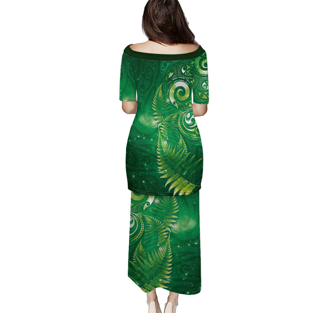 Aotearoa New Zealand New Year Puletasi Tribal Koru Tattoo Green Galaxy Maori Silver Fern