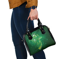 Aotearoa New Zealand New Year Shoulder Handbag Tribal Koru Tattoo Green Galaxy Maori Silver Fern