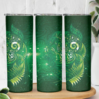 Aotearoa New Zealand New Year Skinny Tumbler Tribal Koru Tattoo Green Galaxy Maori Silver Fern