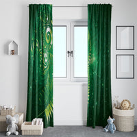 Aotearoa New Zealand New Year Window Curtain Tribal Koru Tattoo Green Galaxy Maori Silver Fern LT03 - Polynesian Pride