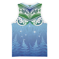 Aotearoa New Zealand New Year Basketball Jersey Maori Motifs with Silver Fern and Matariki Stars