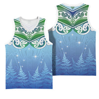 Aotearoa New Zealand New Year Basketball Jersey Maori Motifs with Silver Fern and Matariki Stars