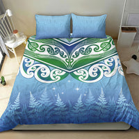 Aotearoa New Zealand New Year Bedding Set Maori Motifs with Silver Fern and Matariki Stars