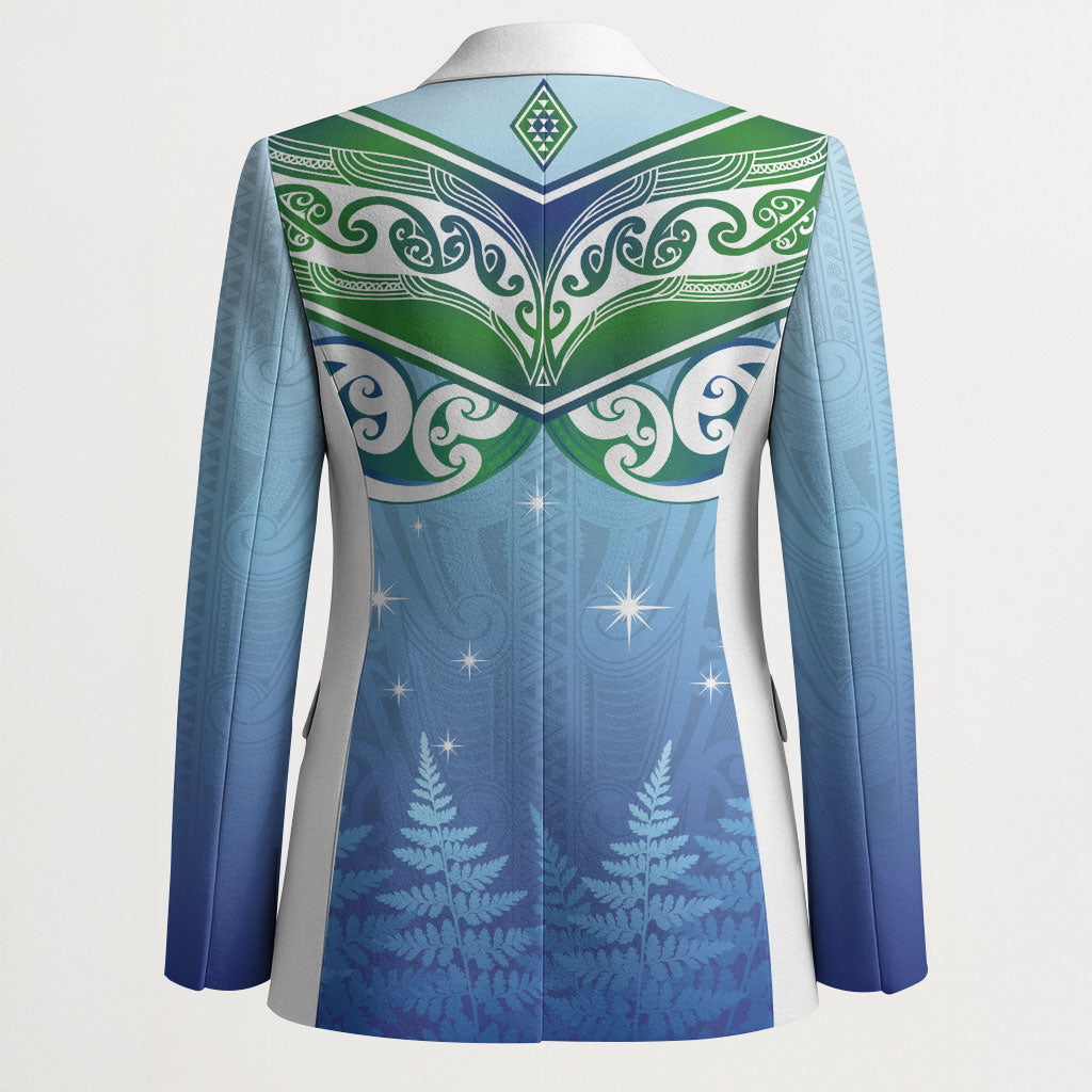 Aotearoa New Zealand New Year Blazer Maori Motifs with Silver Fern and Matariki Stars