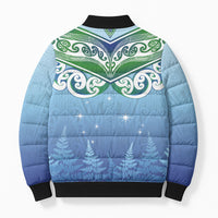 Aotearoa New Zealand New Year Bomber Puffer Jacket Maori Motifs with Silver Fern and Matariki Stars
