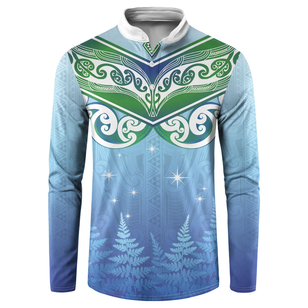 Aotearoa New Zealand New Year Button Sweatshirt Maori Motifs with Silver Fern and Matariki Stars LT03 Multicolor - Polynesian Pride