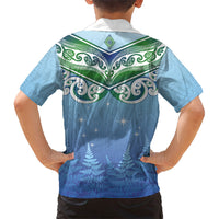 Aotearoa New Zealand New Year Family Matching Puletasi and Hawaiian Shirt Maori Motifs with Silver Fern and Matariki Stars