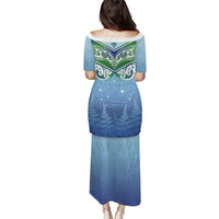 Aotearoa New Zealand New Year Family Matching Puletasi and Hawaiian Shirt Maori Motifs with Silver Fern and Matariki Stars