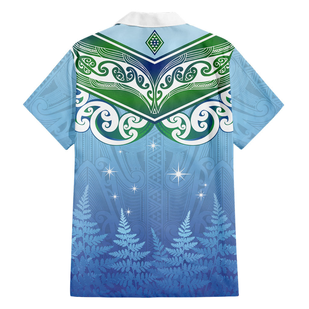 Aotearoa New Zealand New Year Family Matching Tank Maxi Dress and Hawaiian Shirt Maori Motifs with Silver Fern and Matariki Stars