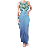 Aotearoa New Zealand New Year Family Matching Tank Maxi Dress and Hawaiian Shirt Maori Motifs with Silver Fern and Matariki Stars