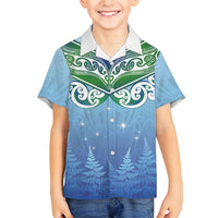 Aotearoa New Zealand New Year Hawaiian Shirt Maori Motifs with Silver Fern and Matariki Stars