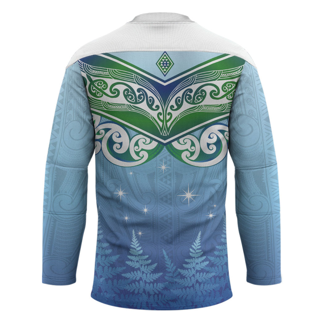 Aotearoa New Zealand New Year Hockey Jersey Maori Motifs with Silver Fern and Matariki Stars