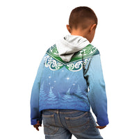 Aotearoa New Zealand New Year Kid Hoodie Maori Motifs with Silver Fern and Matariki Stars