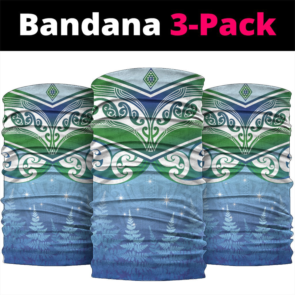 Aotearoa New Zealand New Year Neck Gaiter Maori Motifs with Silver Fern and Matariki Stars LT03 package One Size: 25*50cm Multicolor - Polynesian Pride