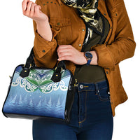 Aotearoa New Zealand New Year Shoulder Handbag Maori Motifs with Silver Fern and Matariki Stars