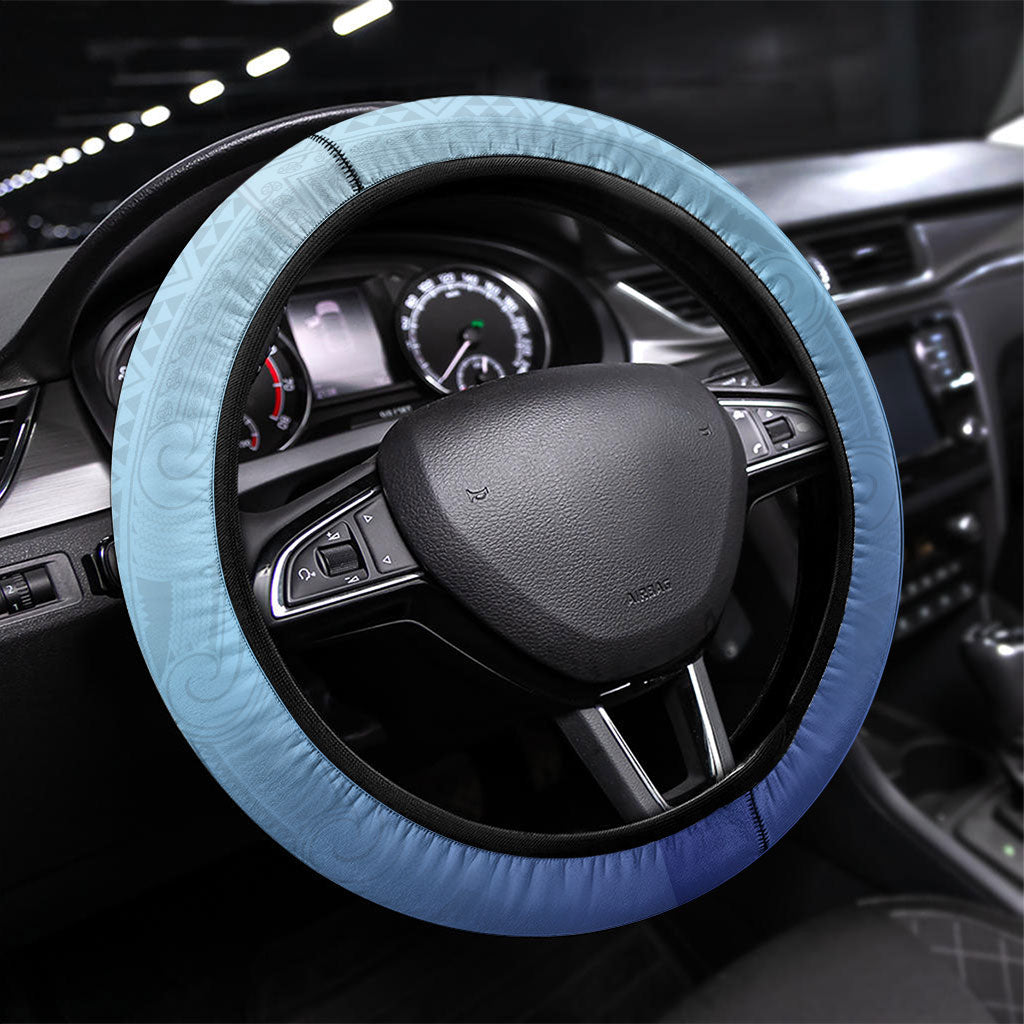 Aotearoa New Zealand New Year Steering Wheel Cover Maori Motifs with Silver Fern and Matariki Stars LT03 Universal Fit Multicolor - Polynesian Pride