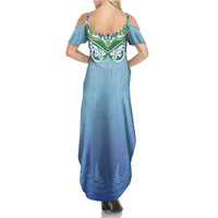 Aotearoa New Zealand New Year Summer Maxi Dress Maori Motifs with Silver Fern and Matariki Stars