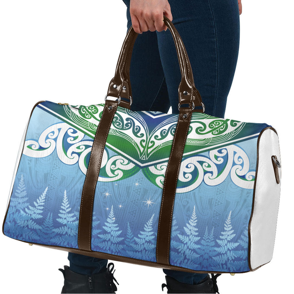 Aotearoa New Zealand New Year Travel Bag Maori Motifs with Silver Fern and Matariki Stars