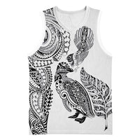 Aotearoa Moko Tribal Tattoo Basketball Jersey New Zealand Maori Penguin and Fantail White Color