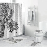 Aotearoa Moko Tribal Tattoo Bathroom Set New Zealand Maori Penguin and Fantail White Color