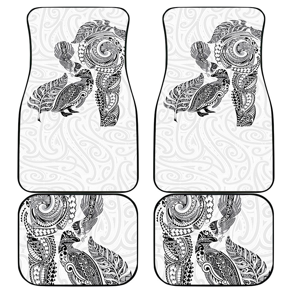 Aotearoa Moko Tribal Tattoo Car Mats New Zealand Maori Penguin and Fantail White Color