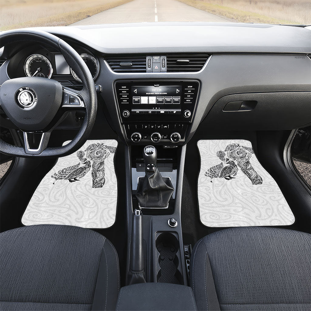 Aotearoa Moko Tribal Tattoo Car Mats New Zealand Maori Penguin and Fantail White Color