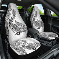 Aotearoa Moko Tribal Tattoo Car Seat Cover New Zealand Maori Penguin and Fantail White Color