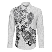 Aotearoa Moko Tribal Tattoo Family Matching Mermaid Dress and Hawaiian Shirt New Zealand Maori Penguin and Fantail White Color