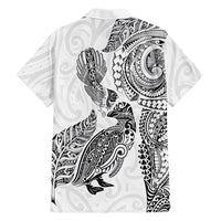 Aotearoa Moko Tribal Tattoo Family Matching Summer Maxi Dress and Hawaiian Shirt New Zealand Maori Penguin and Fantail White Color