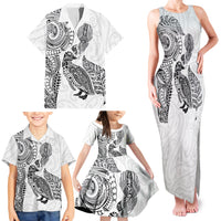 Aotearoa Moko Tribal Tattoo Family Matching Tank Maxi Dress and Hawaiian Shirt New Zealand Maori Penguin and Fantail White Color